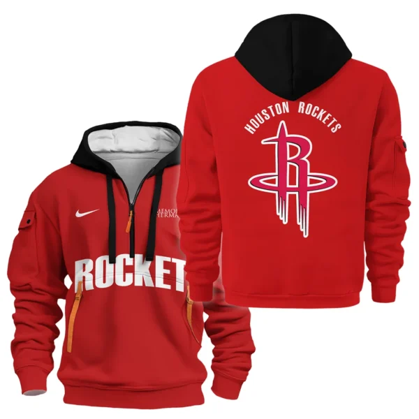 Street-Style Hoodie Half Zipper, Modern Sports Logo HVN1095