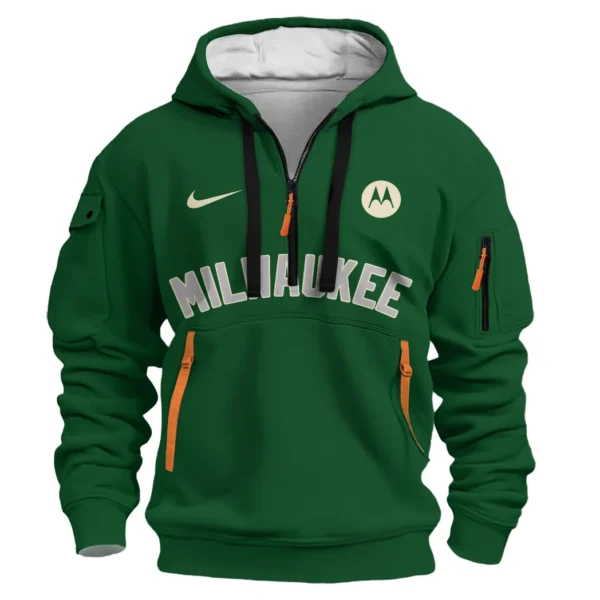 Athletic Half-Zip Hoodie, Team-Style Logo Print Hoodie Gift For Football Fans HVN1095 - Image 2