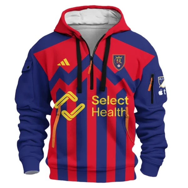 Street-Style Hoodie Half Zipper, Modern Sports Logo HVN1096 - Image 2