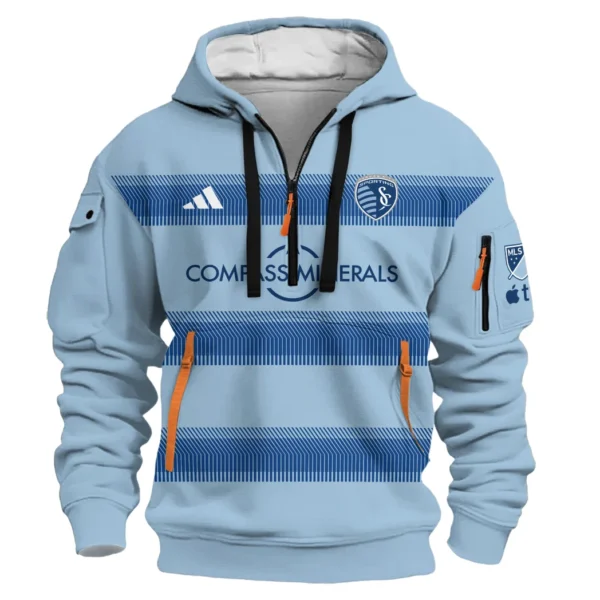 Athletic Half-Zip Hoodie, Team-Style Logo Print Hoodie Gift For Football Fans HVN1096 - Image 2