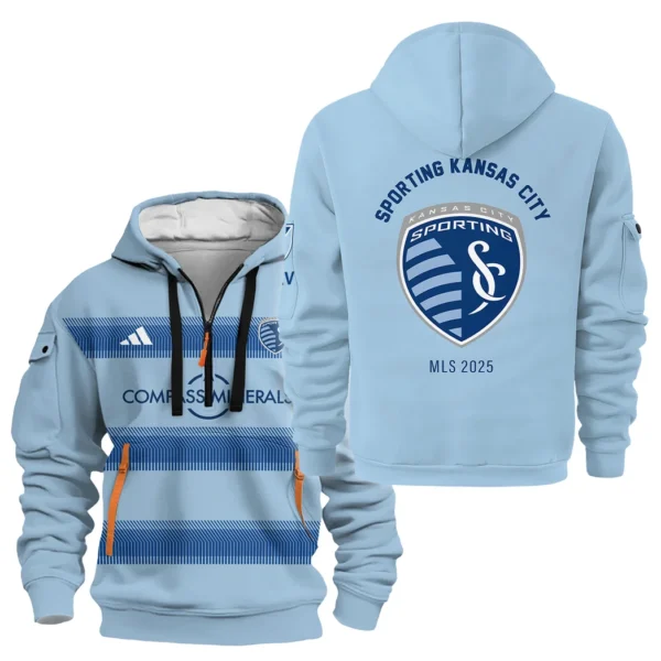 Athletic Half-Zip Hoodie, Team-Style Logo Print Hoodie Gift For Football Fans HVN1096