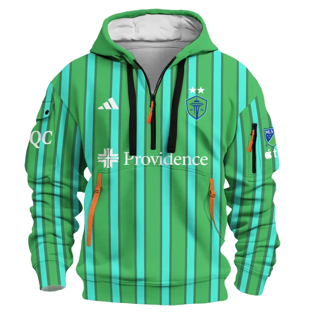 Urban Streetwear Hoodie, Half-Zip with Exclusive Logo HVN1096 - Image 2