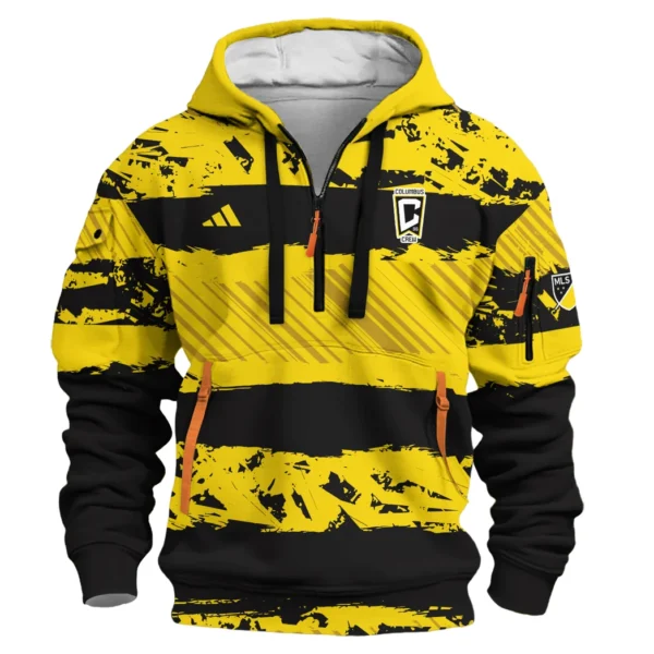 Street-Style Hoodie Half Zipper, Modern Sports Logo HVN1097 - Image 2