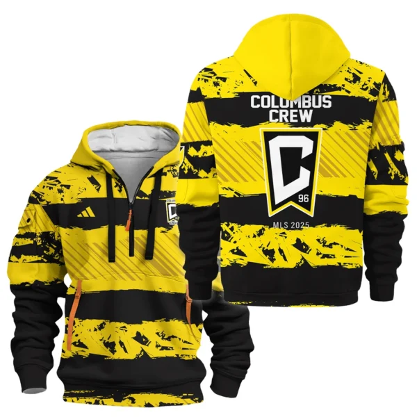 Street-Style Hoodie Half Zipper, Modern Sports Logo HVN1097