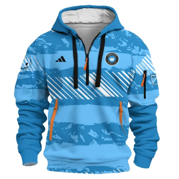 Athletic Half-Zip Hoodie, Team-Style Logo Print Hoodie Gift For Football Fans HVN1097 - Image 2
