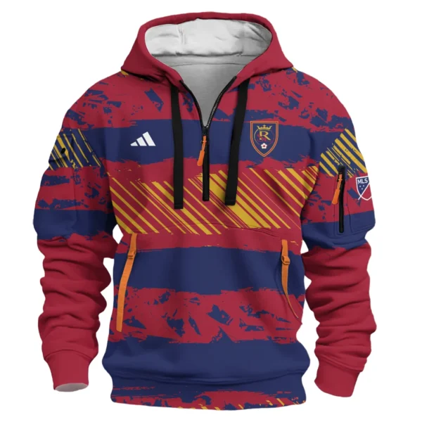 Street-Style Hoodie Half Zipper, Modern Sports Logo HVN1097 - Image 2