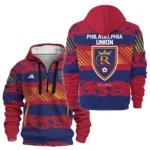 Street-Style Hoodie Half Zipper, Modern Sports Logo HVN1097