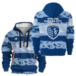 Athletic Half-Zip Hoodie, Team-Style Logo Print Hoodie Gift For Football Fans HVN1097