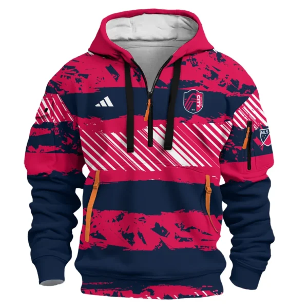 Casual Sports Hoodie Half Zipper, Modern Logo Detail Printing HVN1097 - Image 2