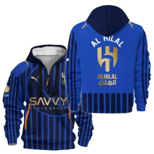 Street-Style Hoodie Half Zipper, Modern Sports Logo HVN1099