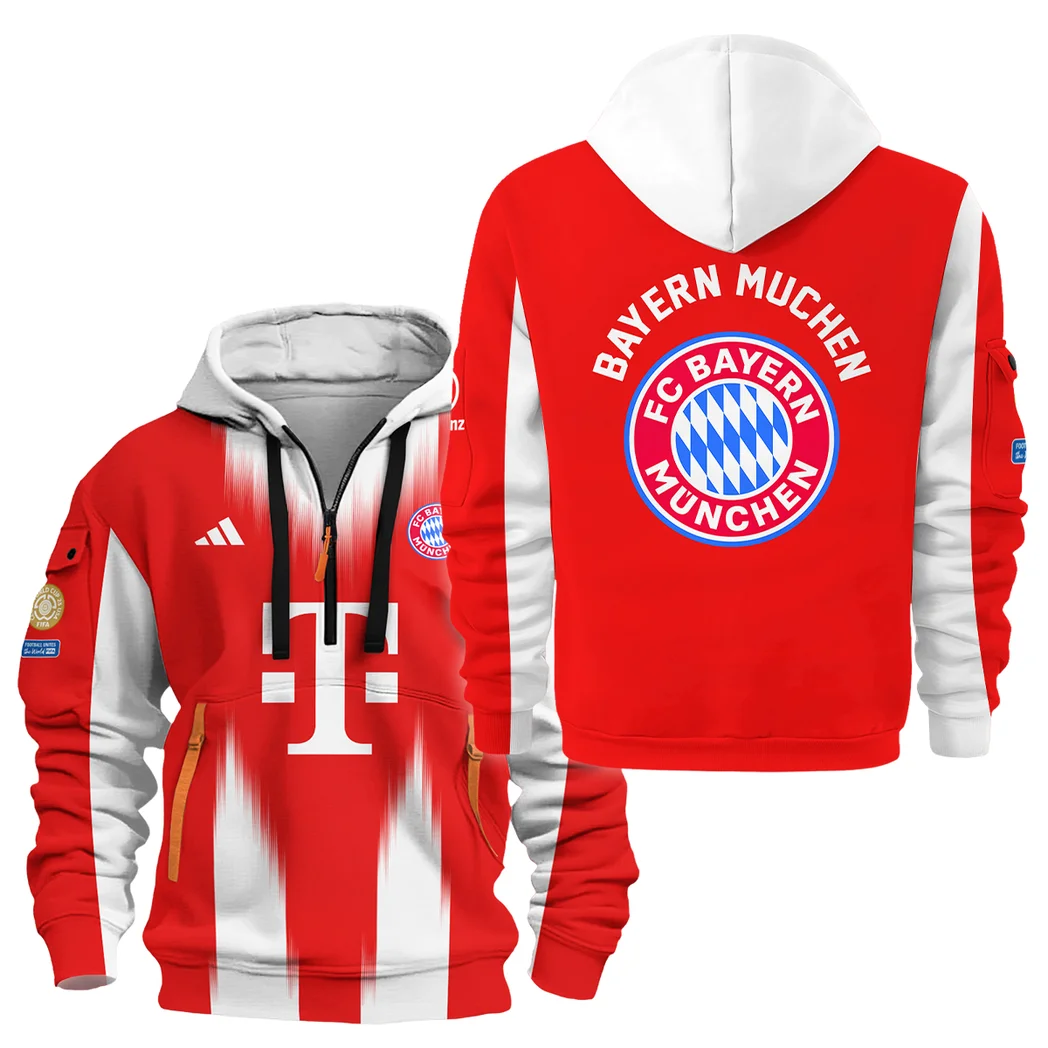 Athletic Half-Zip Hoodie, Team-Style Logo Print Hoodie Gift For Football Fans HVN1099