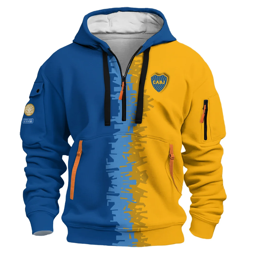 Street-Style Hoodie Half Zipper, Modern Sports Logo HVN1103 - Image 2
