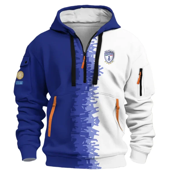 Athletic Half-Zip Hoodie, Team-Style Logo Print Hoodie Gift For Football Fans HVN1103 - Image 2