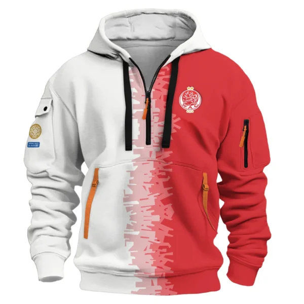 Street-Style Hoodie Half Zipper, Modern Sports Logo HVN1103 - Image 2