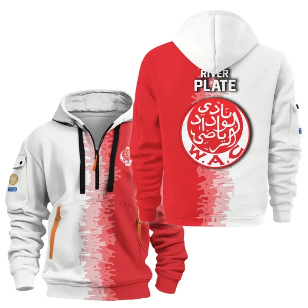 Street-Style Hoodie Half Zipper, Modern Sports Logo HVN1103