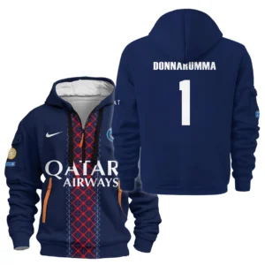 Street-Style Hoodie Half Zipper, Modern Sports Logo HVN1105