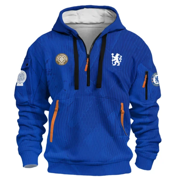 Street-Style Hoodie Half Zipper, Modern Sports Logo HVN1126 - Image 2