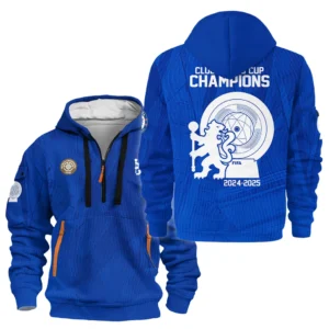 Street-Style Hoodie Half Zipper, Modern Sports Logo HVN1126