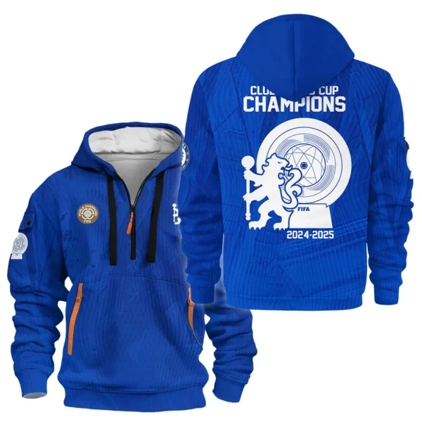 Street-Style Hoodie Half Zipper, Modern Sports Logo HVN1126