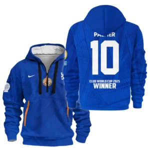 Athletic Half-Zip Hoodie, Team-Style Logo Print Hoodie Gift For Football Fans HVN1129