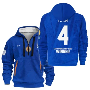 Athletic Half-Zip Hoodie, Team-Style Logo Print Hoodie Gift For Football Fans HVN1129