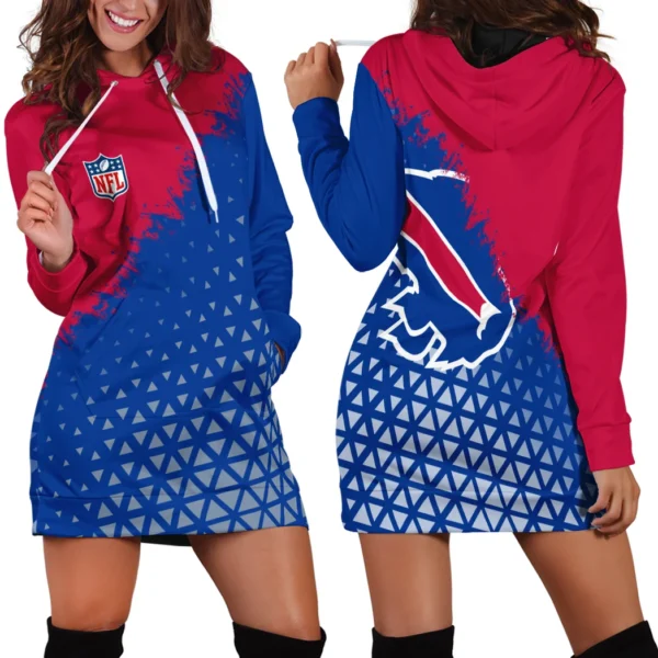 Football Blue Crew Hoodie Dress, Lifestyle Women's Hoodie Dress HVN1270