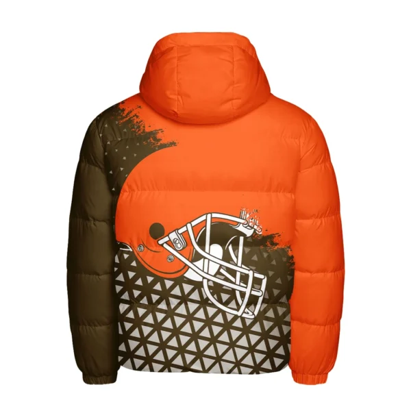 Orange Pride Hooded Cotton Jacket, Casual Everyday Fan Puffer HVN1270 - Image 3