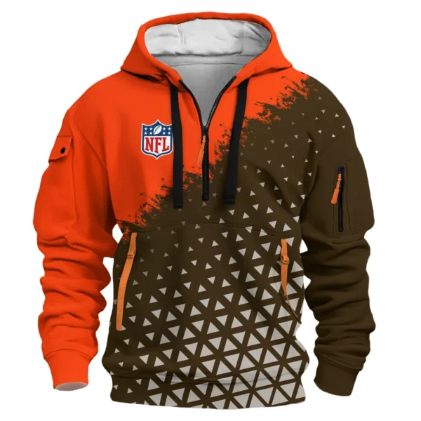 Brown Crew Hoodie Half Zipper, Fan Pride Half-Zip Hoodie HVN1270 - Image 2
