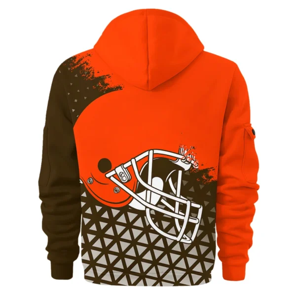 Brown Crew Hoodie Half Zipper, Fan Pride Half-Zip Hoodie HVN1270 - Image 3