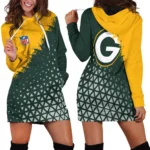 Football Green Crew Hoodie Dress, Performance Women's Hoodie Dress HVN1270