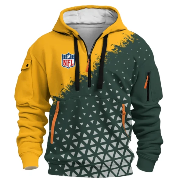 Green Crew Hoodie Half Zipper, Everyday Comfort Half-Zip Hoodie HVN1270 - Image 2