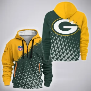 Green Crew Hoodie Half Zipper, Everyday Comfort Half-Zip Hoodie HVN1270