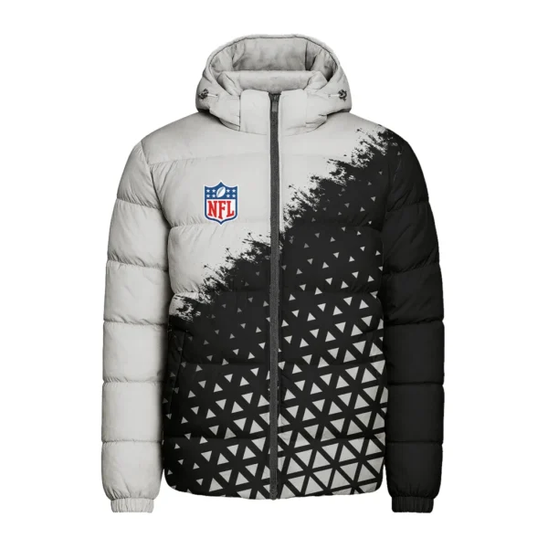 Silver Crew Hooded Cotton Jacket, Bold Spirit Supporter Coat HVN1270 - Image 2