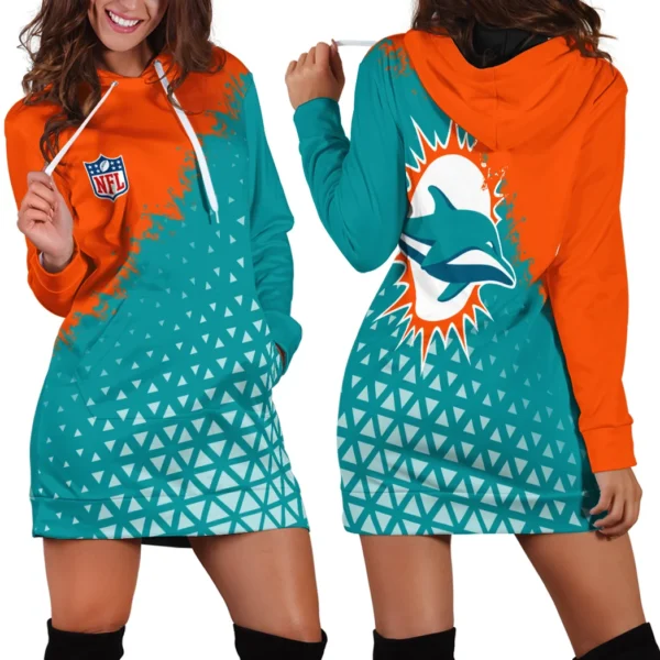 Dolphin Crew Hoodie Dress, Classic Women's Hoodie Dress HVN1270