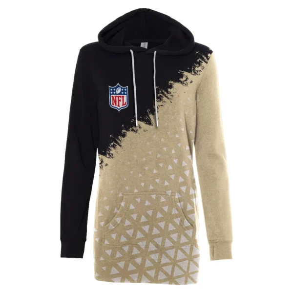Football Gold Crew Hoodie Dress, Tailgate Hoodie Dress Women HVN1270 - Image 2