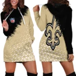 Football Gold Crew Hoodie Dress, Tailgate Hoodie Dress Women HVN1270
