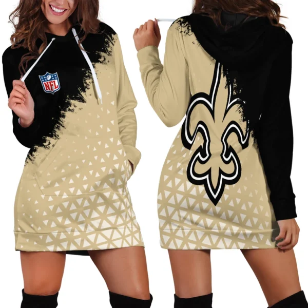 Football Gold Crew Hoodie Dress, Tailgate Hoodie Dress Women HVN1270