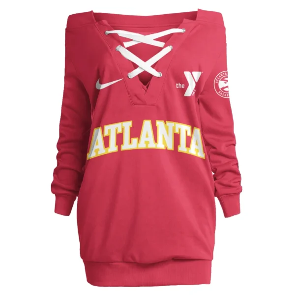 Basketball Lifestyle Squad Lace-Up Sweatshirt For Women, All-Season Pullover Hoodie HVN1280 - Image 2