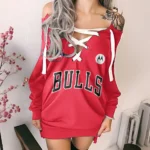 Loyal Hoop Lifestyle Lace-Up Sweatshirt For Women, Bold Athletic Hoodie Dress HVN1280