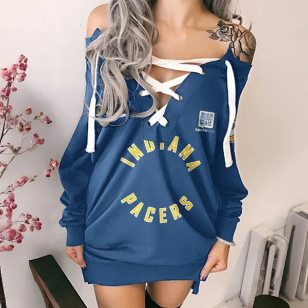 Rising Hoop Crew Lace-Up Sweatshirt For Women, Streetwear Lace-Up Hoodie HVN1280