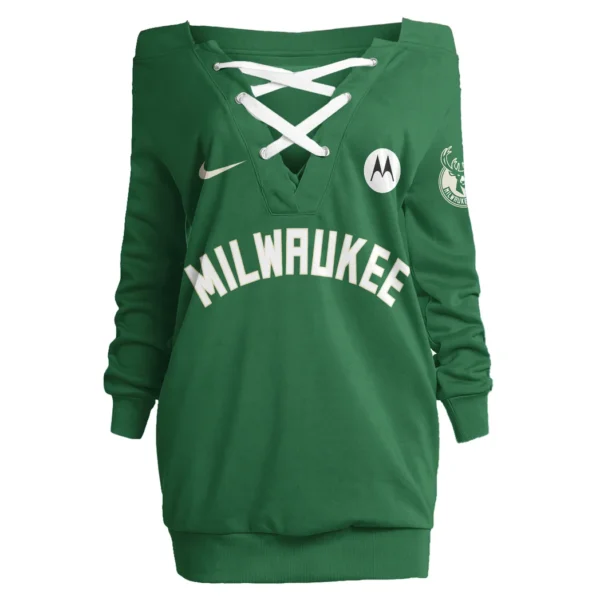 Athletic Hoop Crew Lace-Up Sweatshirt For Women, All-Season Pullover Hoodie HVN1280 - Image 2
