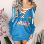 Bold Basketball Culture Lace-Up Sweatshirt For Women, Chic Sporty Pullover Dress HVN1280