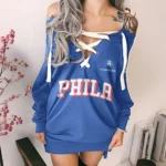 Streetwear Slam Crew Lace-Up Sweatshirt For Women, Feminine Lace-Up Hoodie Dress HVN1280