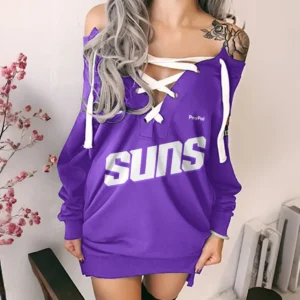 Rising Sport Energy Lace-Up Sweatshirt For Women, Feminine Lace-Up Hoodie Dress HVN1280
