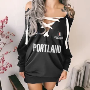 Basketball Fans Lace-Up Sweatshirt For Women, Modern Lace-Up Tunic HVN1280