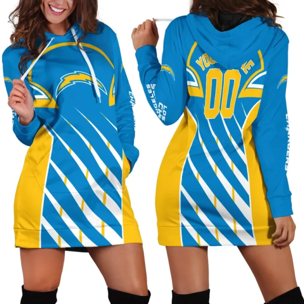 Football Bolt Crew Hoodie Dress Women, Essential Women's Hoodie Dress PTHDDAC00