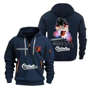 Everyday Hoodie Half Zipper, Athletic-Inspired Logo MLB030 - Navy