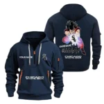 Lightweight Sports Hoodie Half Zipper, Unique Logo Print MLB030 - Navy