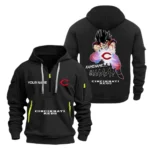 Casual Sports Hoodie Half Zipper, Modern Logo Detail Printing MLB030 - Black