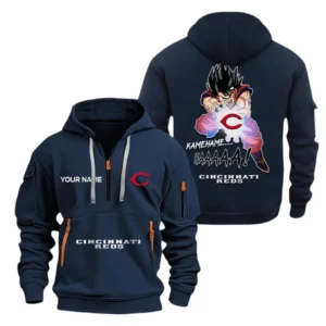 Athletic Half-Zip Hoodie, Team-Style Logo Print Hoodie Gift For Football Fans MLB030 - Navy